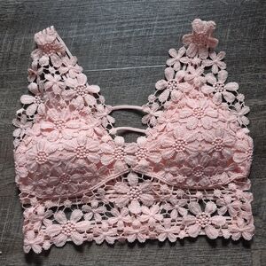 Floral Lace Bralette in Pink